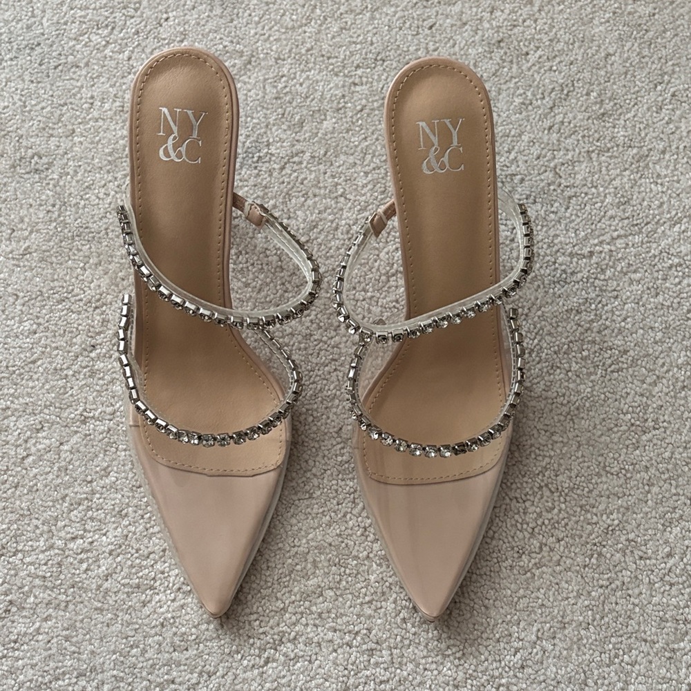 New York & Company Crystal Embellished Clear Lucite Pump